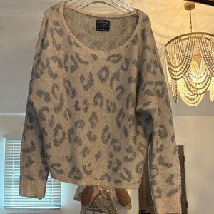 Abercrombie & Fitch Women's Leopard-Print Scoop Neck Sweater - Beige & Gray